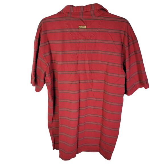 Wolverine Mens Sz L Red Striped Short Sleeve Polo Shirt - Picture 5 of 11